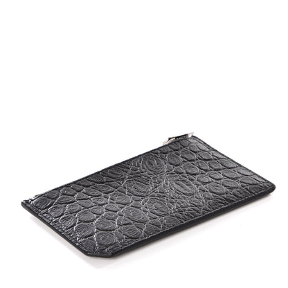 Saint Laurent Calfskin Crocodile Embossed 5 Fragments Zip Card Case Black 3 of 8