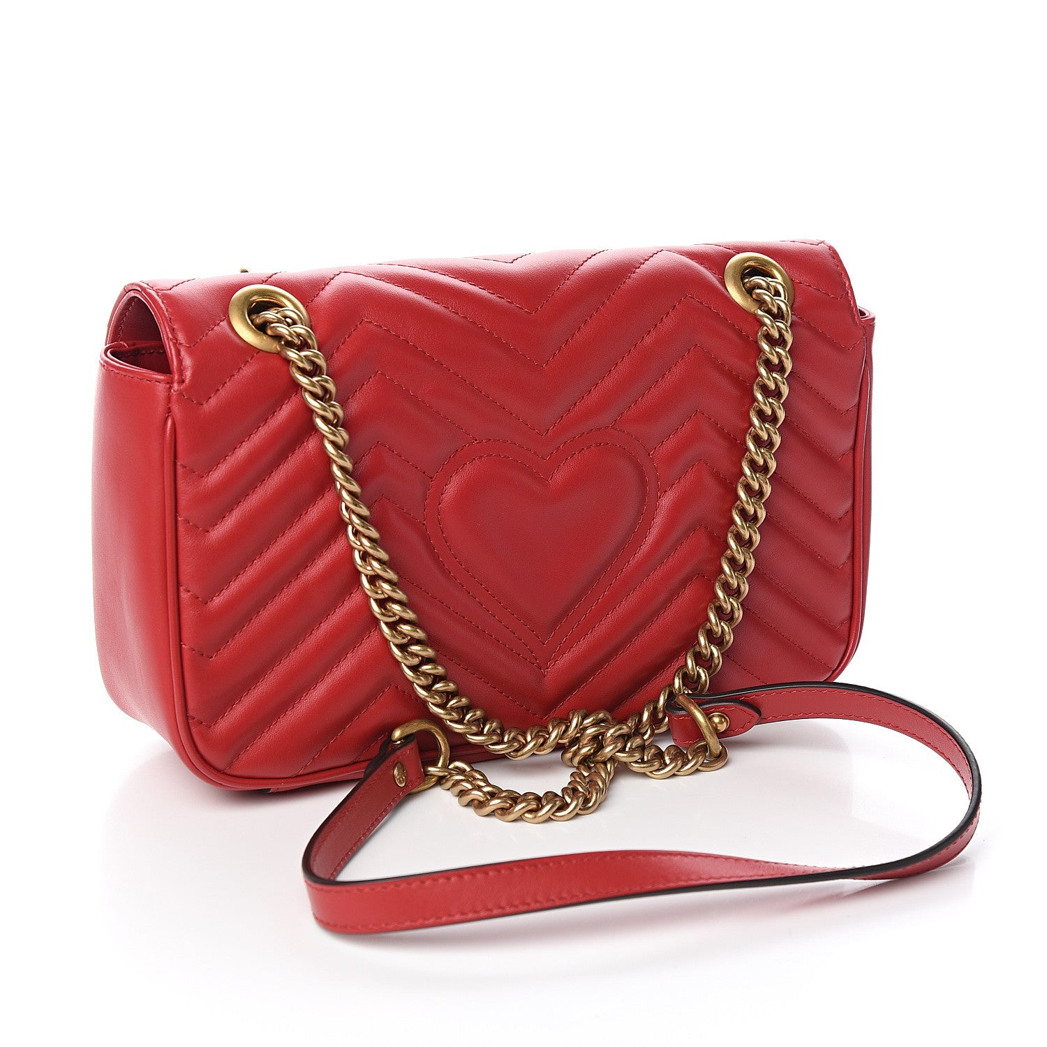 Gucci Calfskin Matelasse Small GG Marmont Shoulder Bag Hibiscus Red 3 of 10