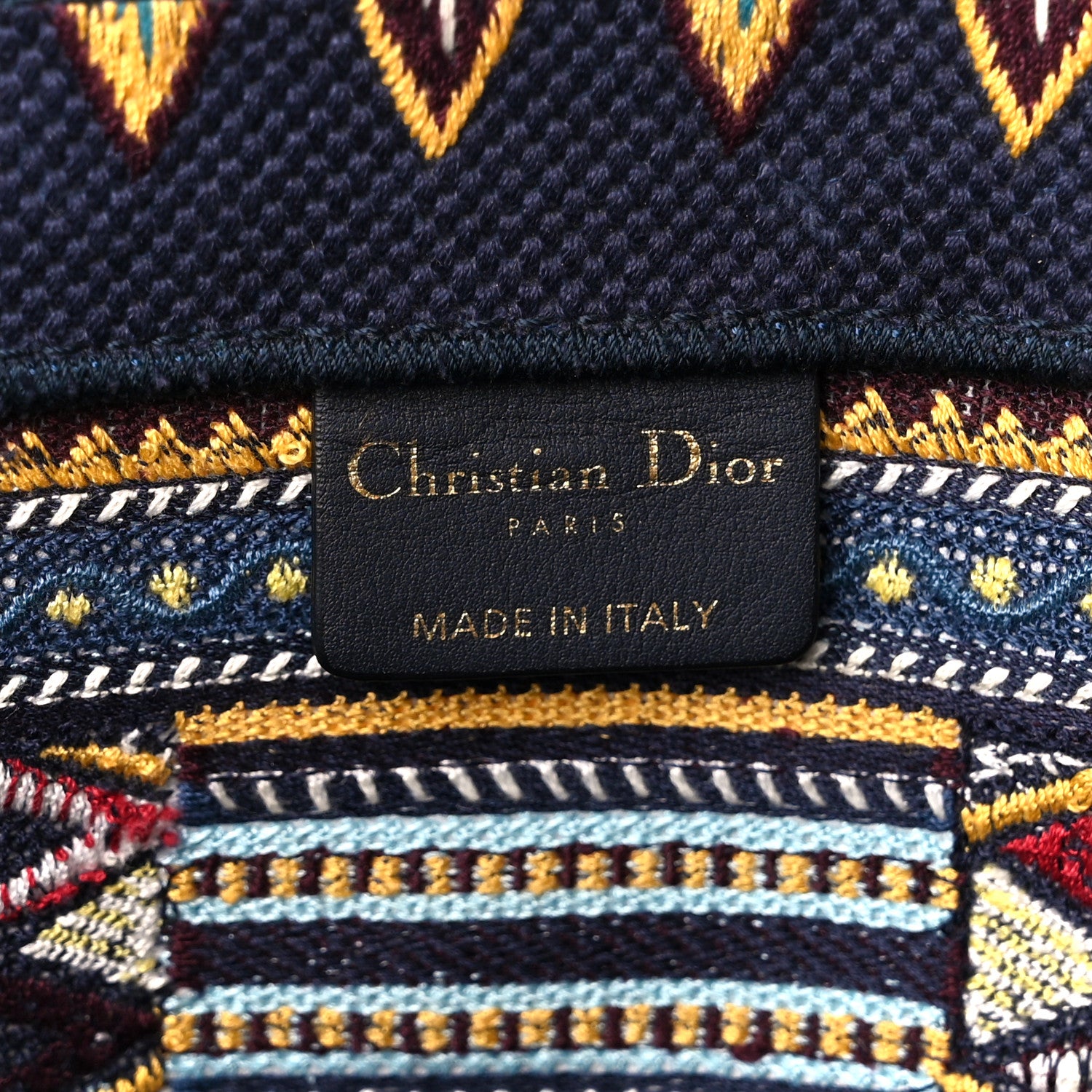 Christian Dior Canvas Embroidered Book Tote Blue Multicolor 6 of 10