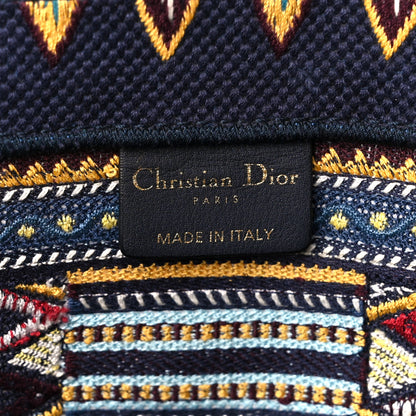 Christian Dior Canvas Embroidered Book Tote Blue Multicolor 6 of 10