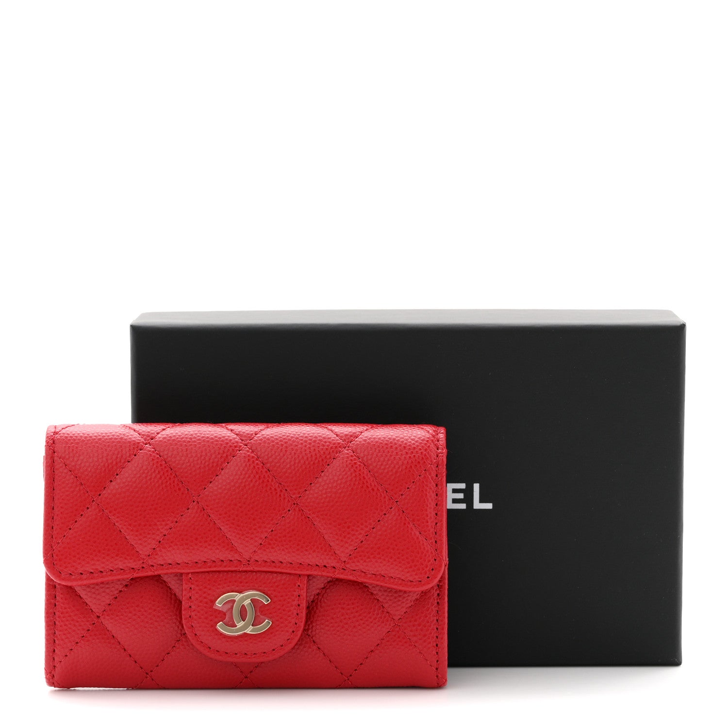 Chanel Caviar Quilted Flap Card Holder Wallet Red 1860127