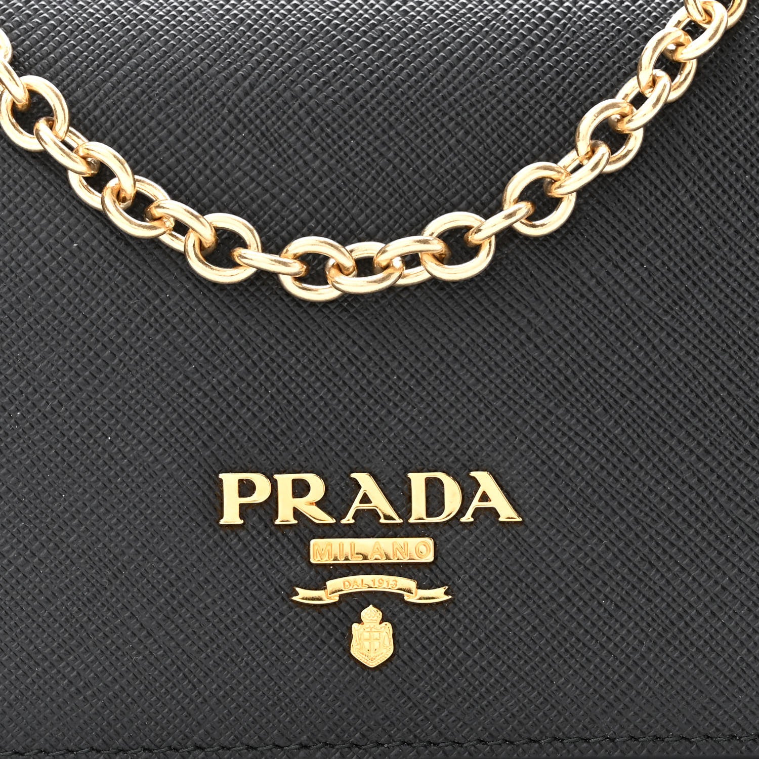 Prada Saffiano Metal Phone Wristlet Crossbody Wallet Black 7 of 9