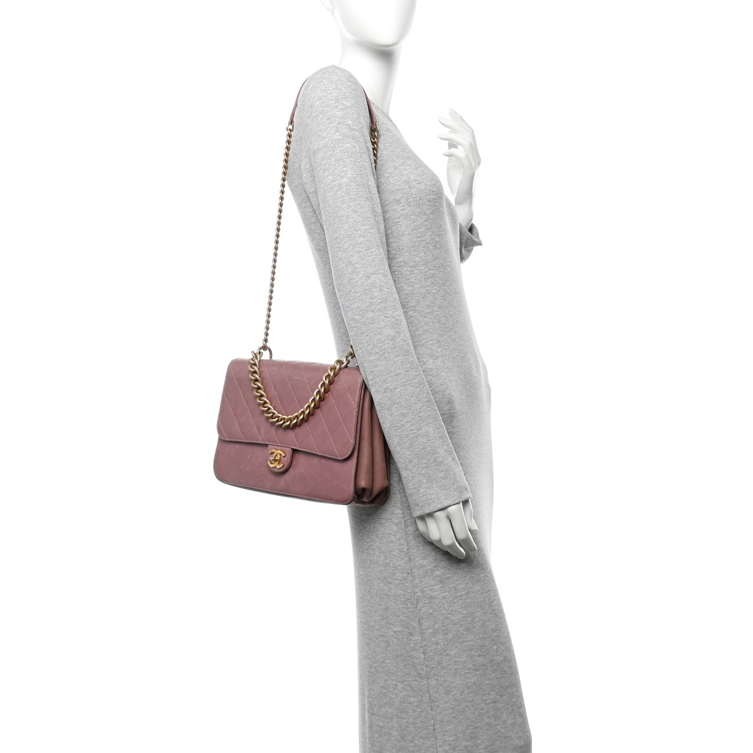 Chanel Calfskin Quilted Straight Lined Flap Purple 2 of 18