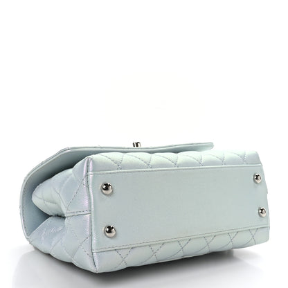 Chanel Iridescent Caviar Quilted Mini Coco Handle Flap Light Blue 4 of 9