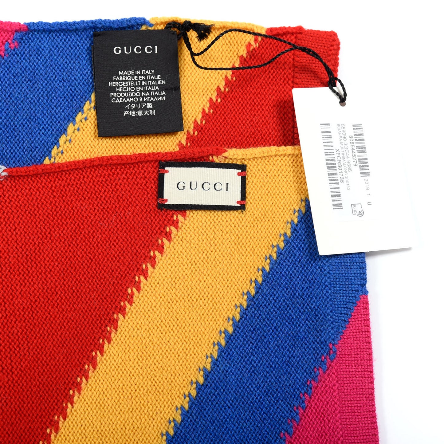 Wool Crystal Logo Stripe Multihimalong Scarf Multicolor