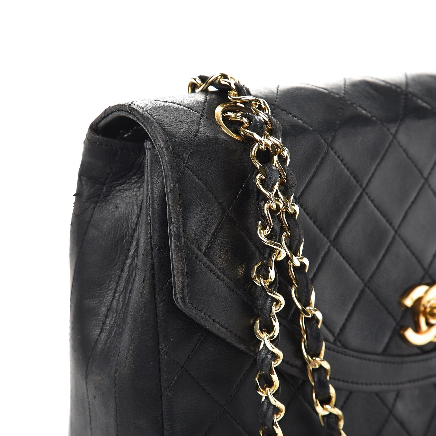 Lambskin Quilted Medium Single Flap Black