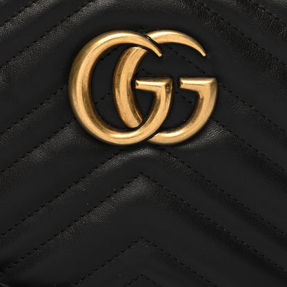 Gucci Calfskin Matelasse Small GG Marmont Chain Shoulder Bag Black 11 of 12