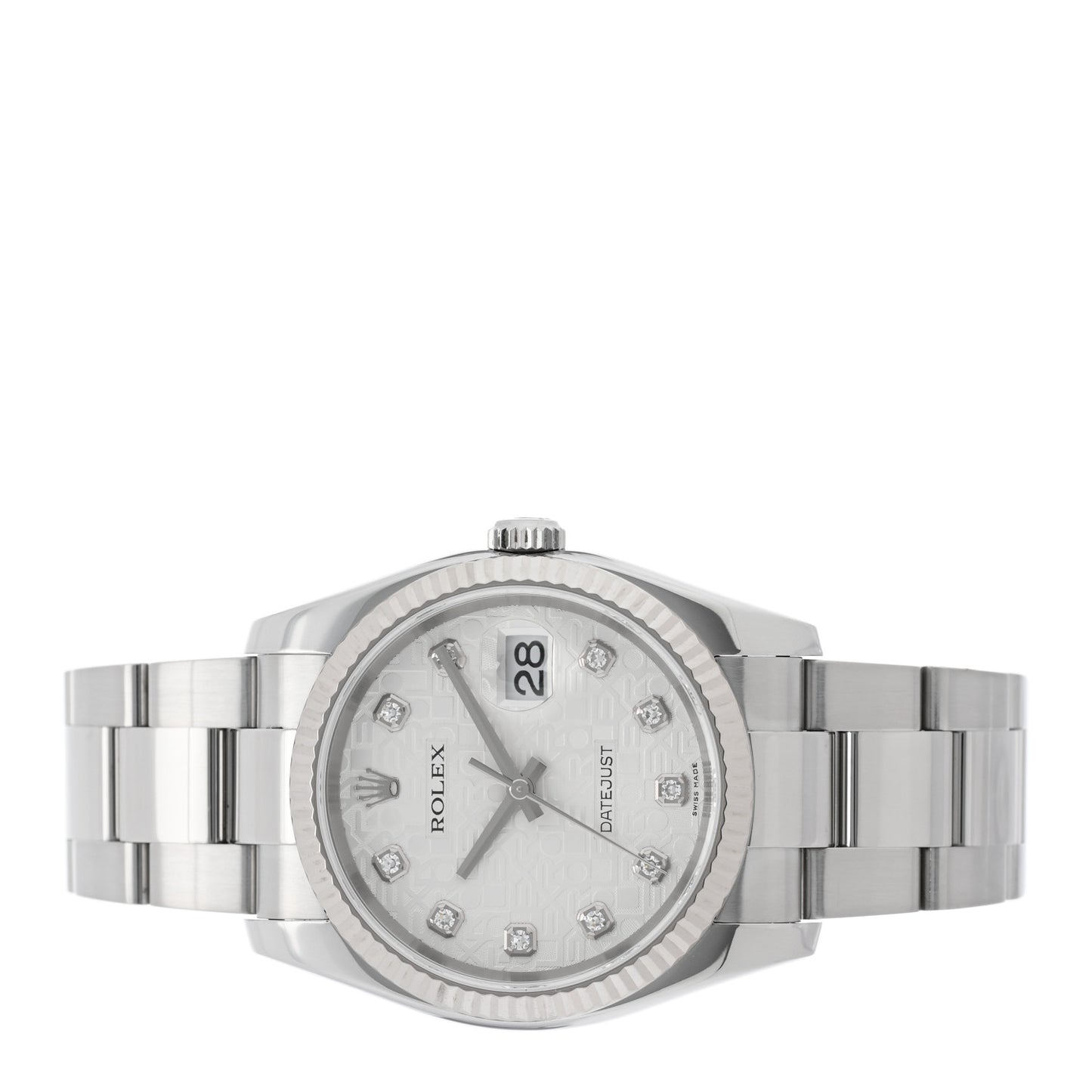 Stainless Steel 18K White Gold Diamond 36mm Oyster Perpetual Datejust Watch Silver Jubilee 16234