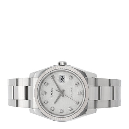 Rolex Stainless Steel 18K White Gold Diamond 36mm Oyster Perpetual Datejust Watch Silver Jubilee 16234 2 of 5