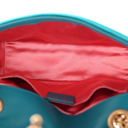 Gucci Velvet Matelasse Mini GG Marmont Shoulder Bag Pavone Cyan 5 of 11