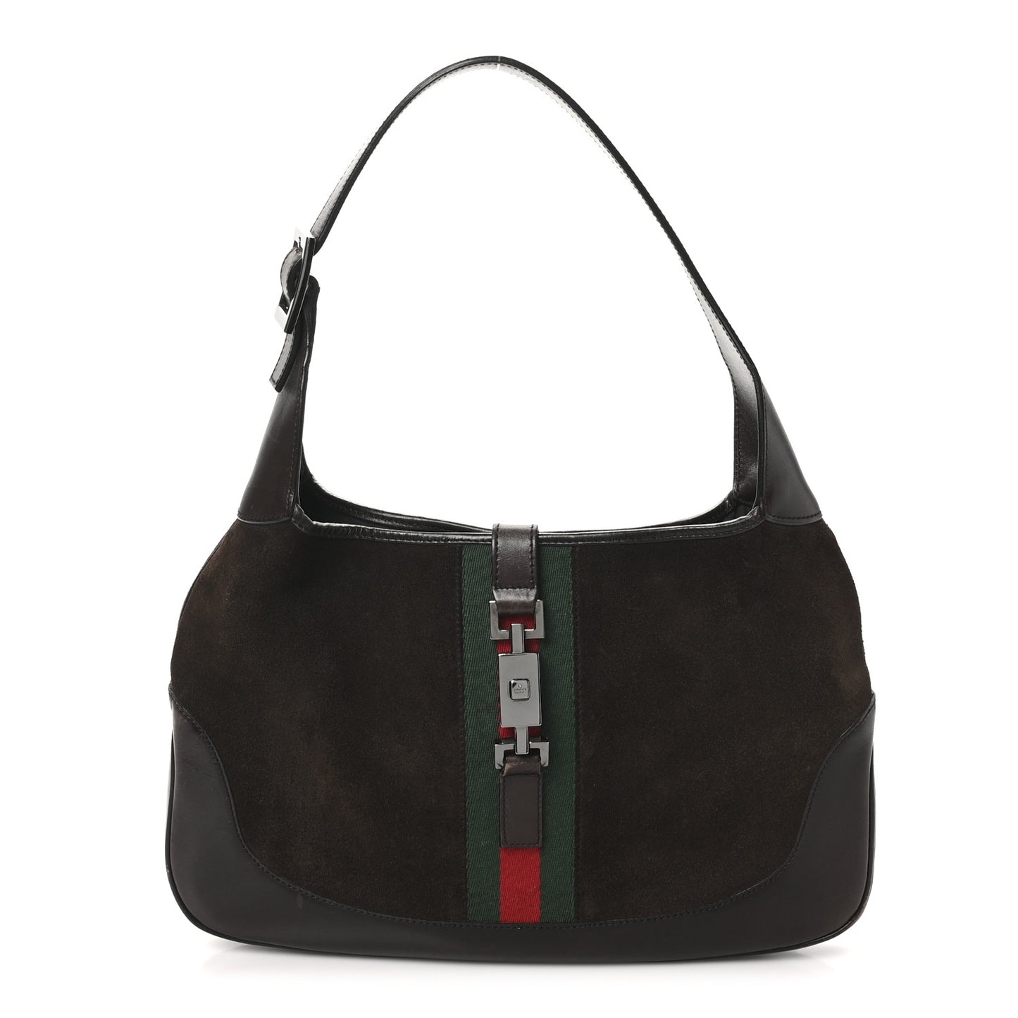 Suede Web Small Jackie O Hobo Dark Brown