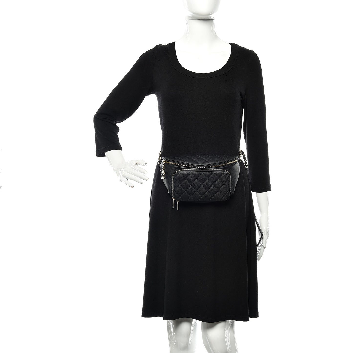 Caviar Quilted Business Affinity Waist Belt Bag Black