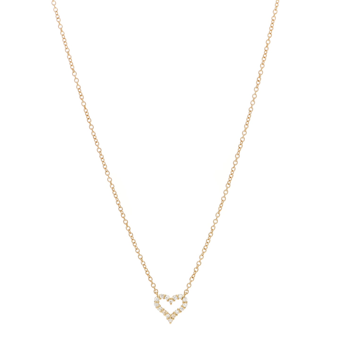 18K Yellow Gold Diamond Extra Mini Heart Pendant Necklace