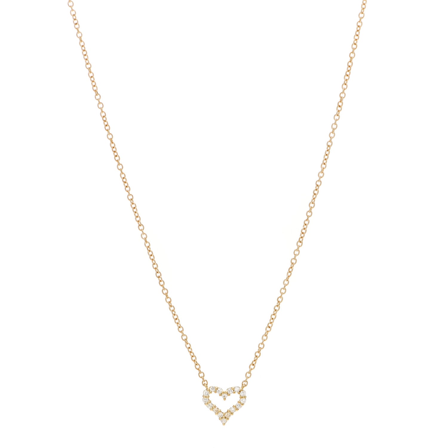 Tiffany 18K Yellow Gold Diamond Extra Mini Heart Pendant Necklace 1 of 5