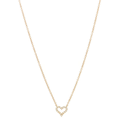 Tiffany 18K Yellow Gold Diamond Extra Mini Heart Pendant Necklace 1 of 5