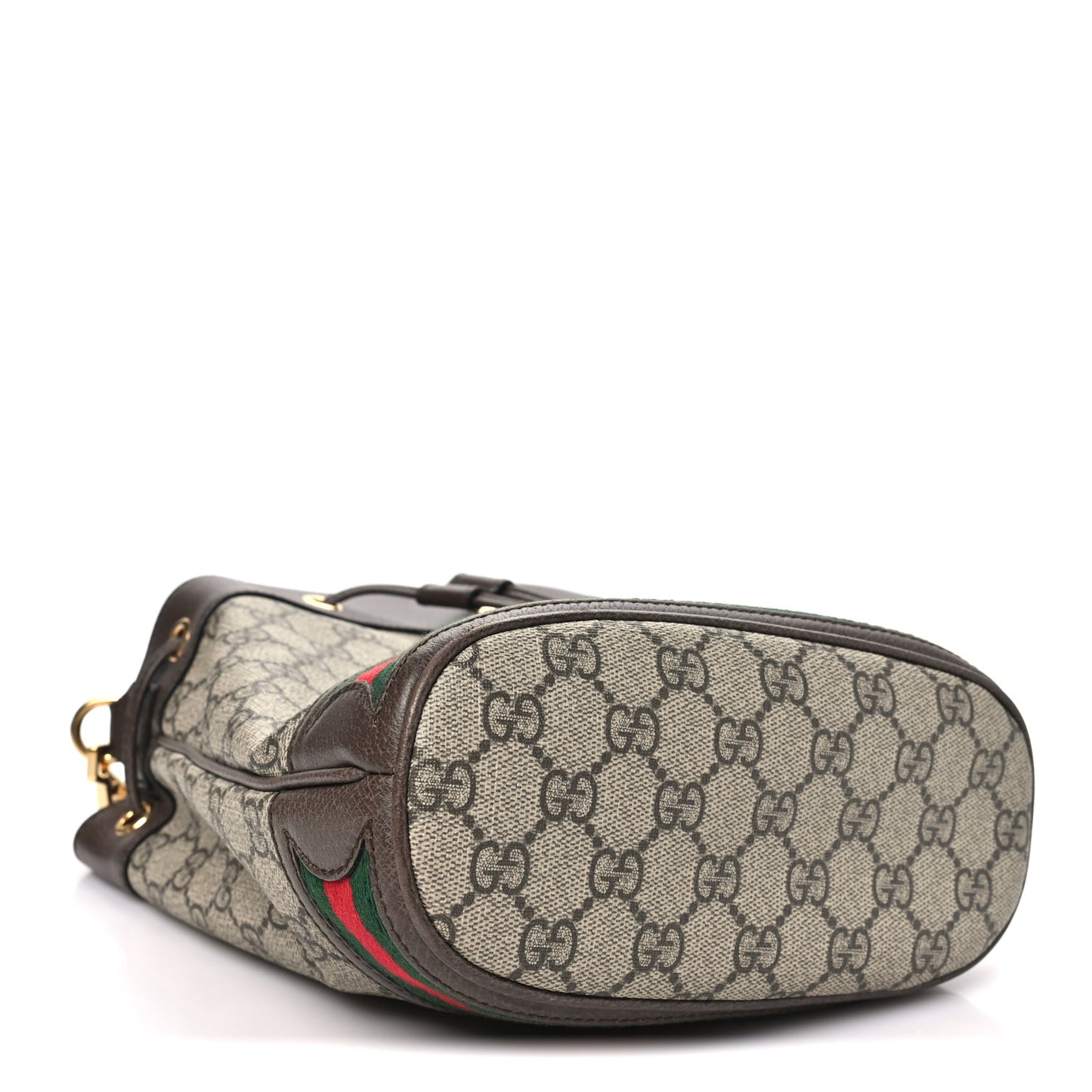 GG Supreme Monogram Web Small Ophidia Bucket Bag Brown