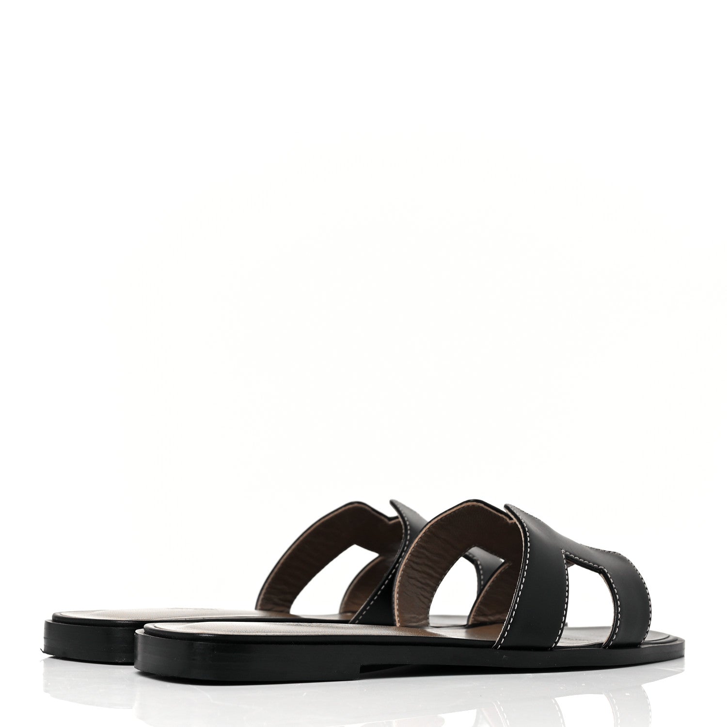 Hermes Box Calfskin Oran Sandals 38 Black 4 of 9