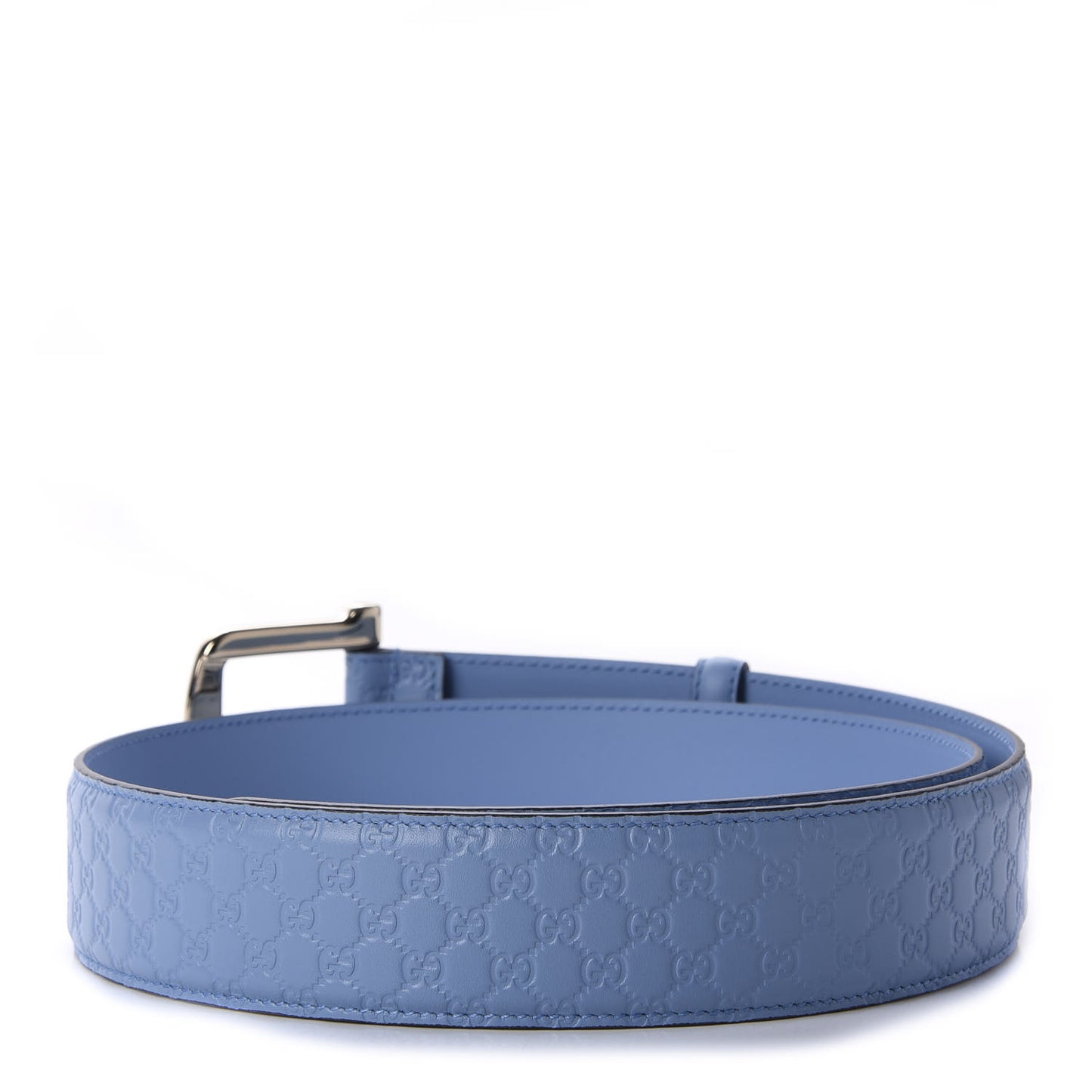 Soft Microguccissima Margaux Calfskin Belt 90 36 Mineral Blue