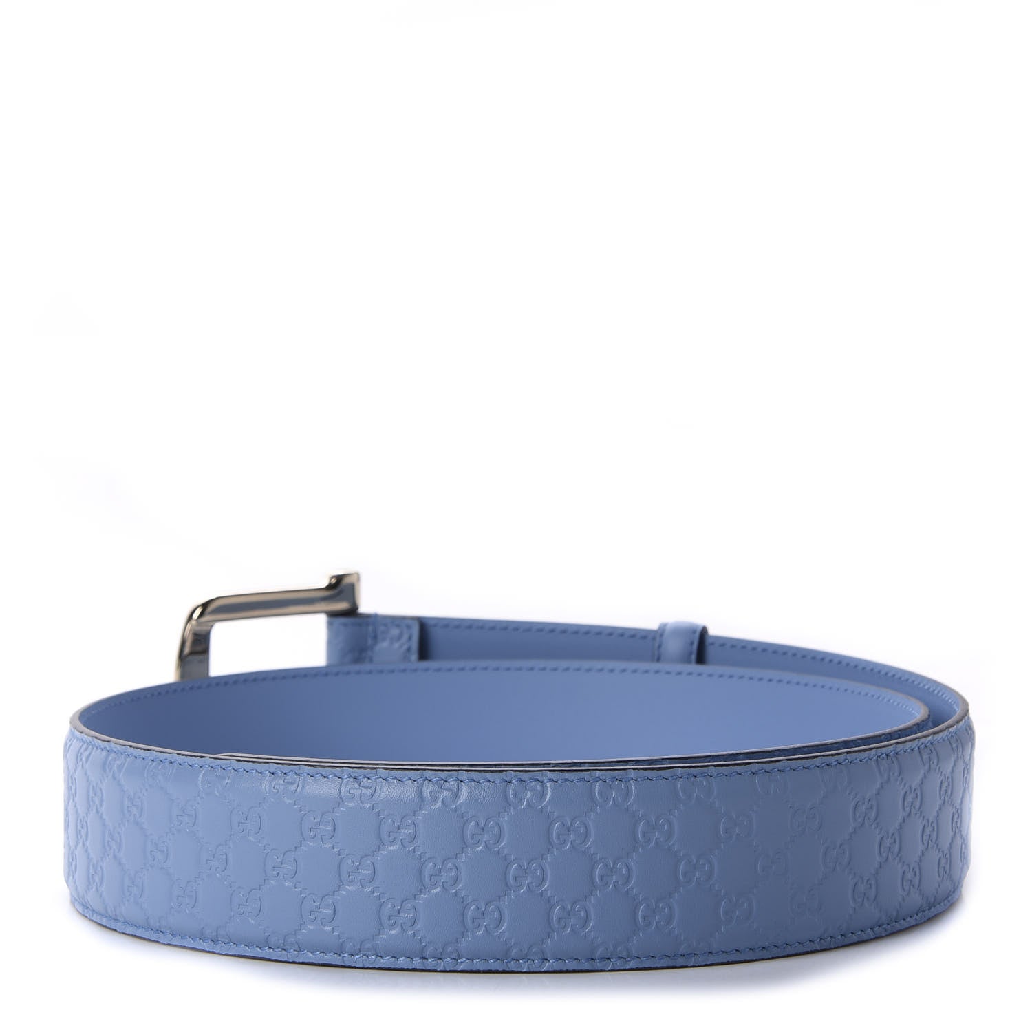 Gucci Soft Microguccissima Margaux Calfskin Belt 90 36 Mineral Blue 2 of 3