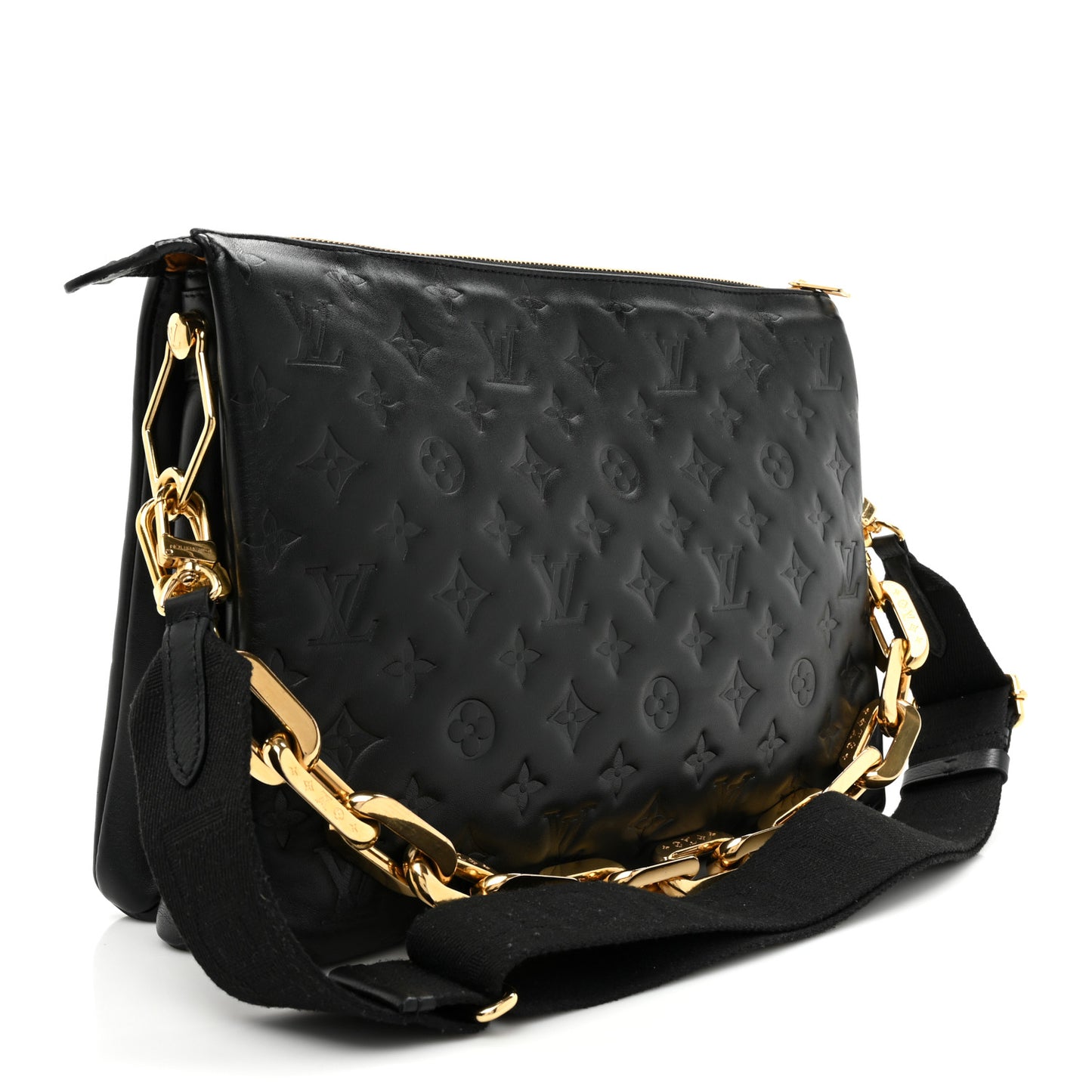 Lambskin Embossed Monogram Coussin MM Black