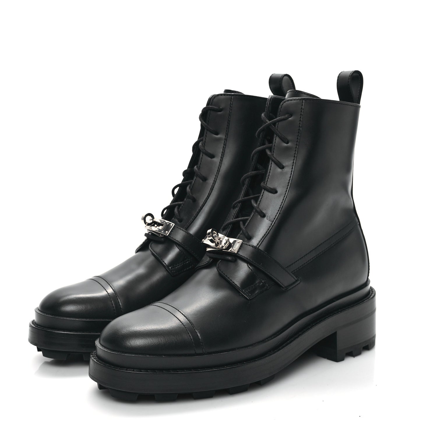 Glossed Calfskin Funk Ankle Boots 38.5 Black