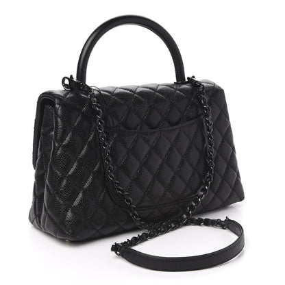 Chanel Caviar Quilted Small Coco Handle Flap So Black 3 of 11