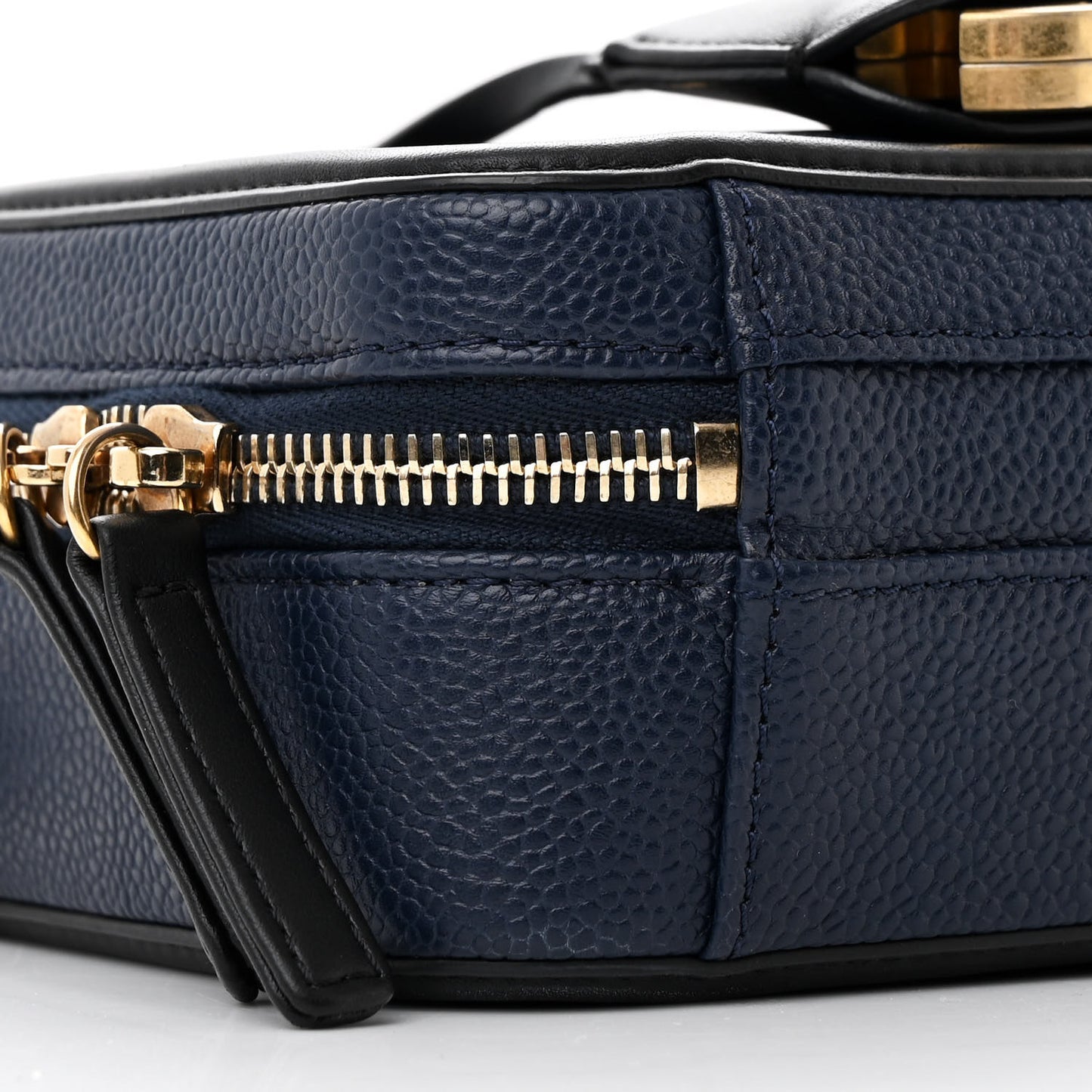 Caviar Quilted Small CC Filigree Vanity Case Navy Black