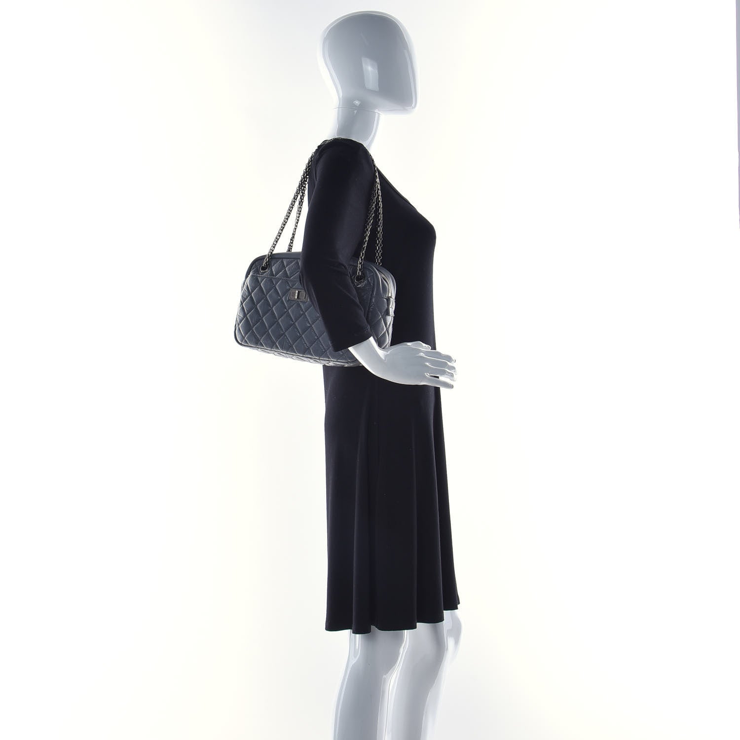 Chanel Aged Calfskin Quilted Medium Reissue Camera Case Grey 2 of 10