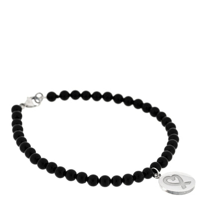 Tiffany Sterling Silver Black Onyx Bead Paloma Picasso Loving Heart Bracelet 1 of 3
