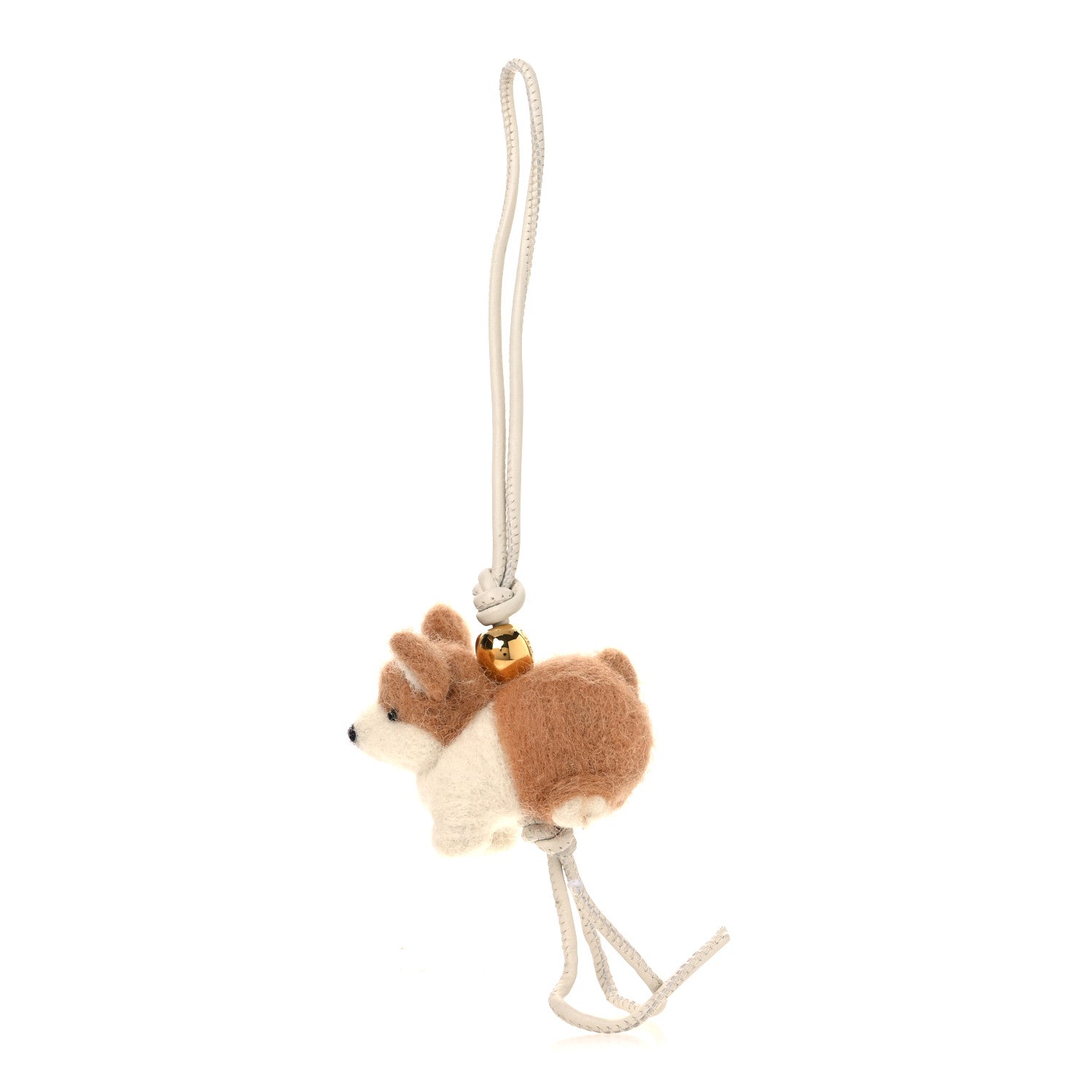 Loewe Calfskin Felt Corgi Bag Charm Soft Soft White Orange 1 of 7
