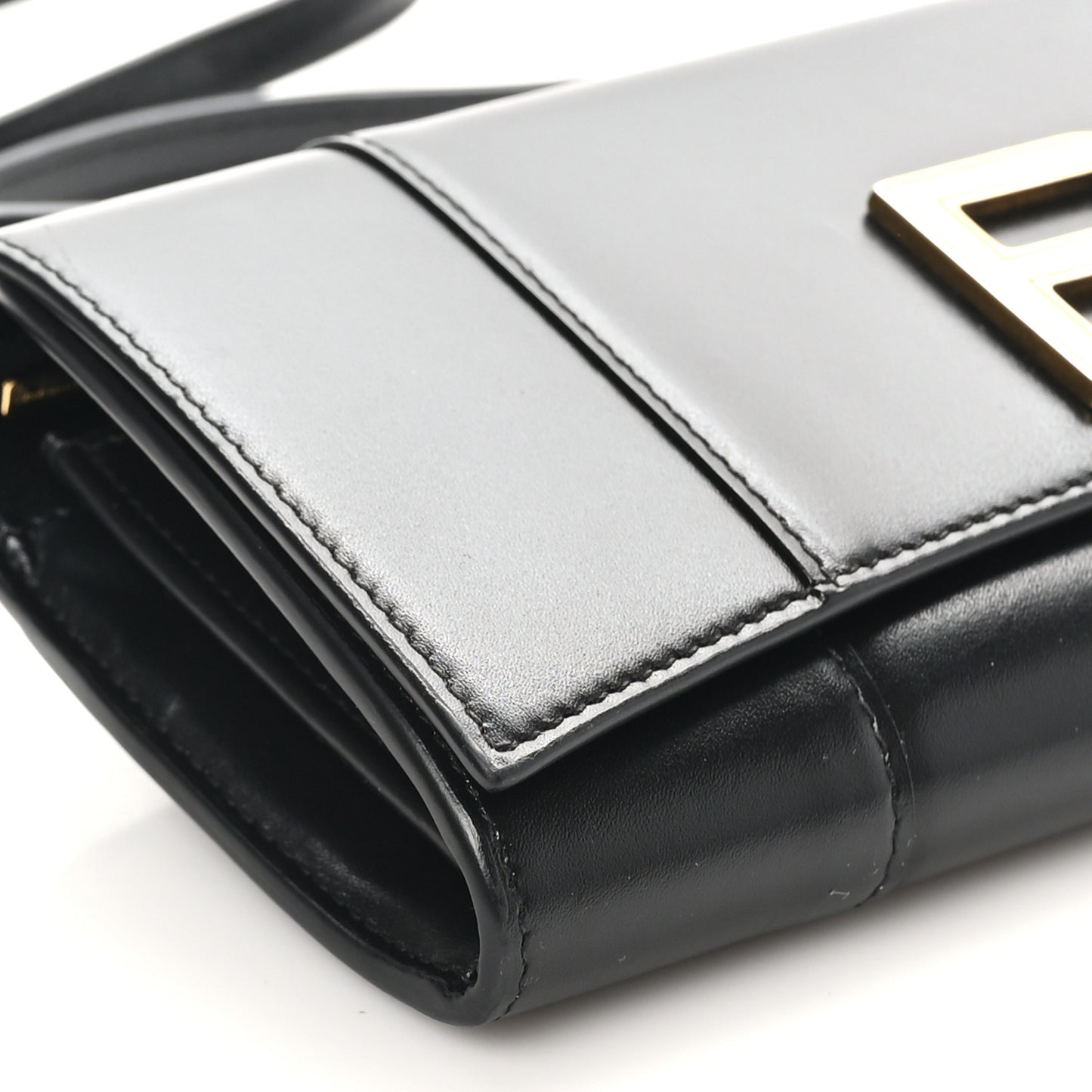 Smooth Calfskin Hourglass Continental Wallet On Strap Black