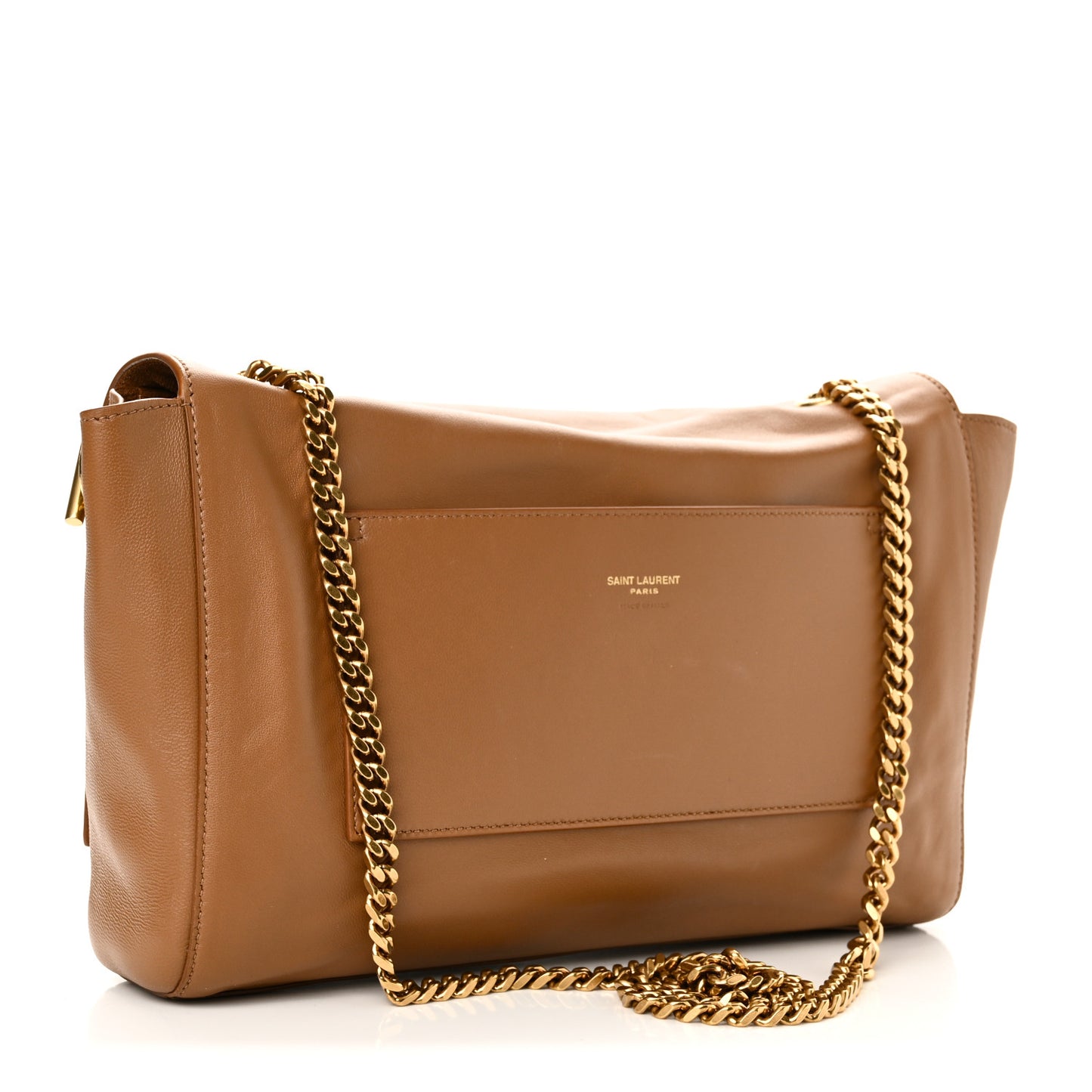 Smooth Calfskin Suede Medium Reversible Monogram Kate Satchel Light Ochre