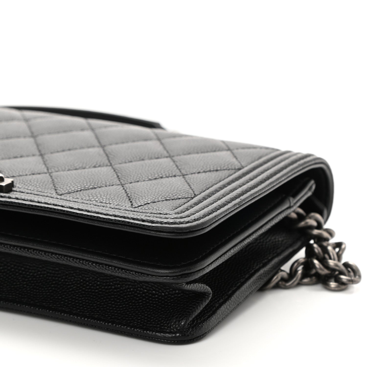 Chanel Caviar Quilted Boy Wallet On Chain WOC Black 10 of 11