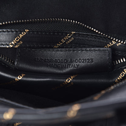 Balenciaga Calfskin Allover Logo XS Bazar Shopper Tote Black Gold 7 of 10