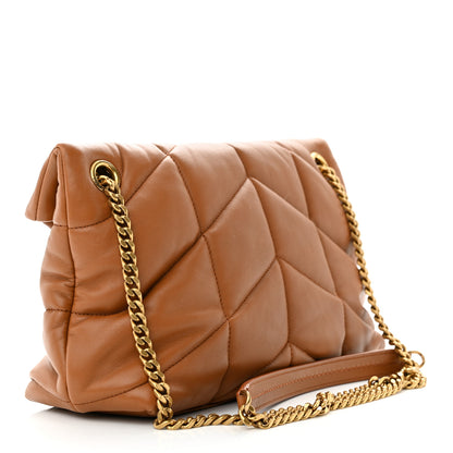 Saint Laurent Lambskin Quilted Small Loulou Puffer Monogram Chain Satchel Dark Honey 3 of 10
