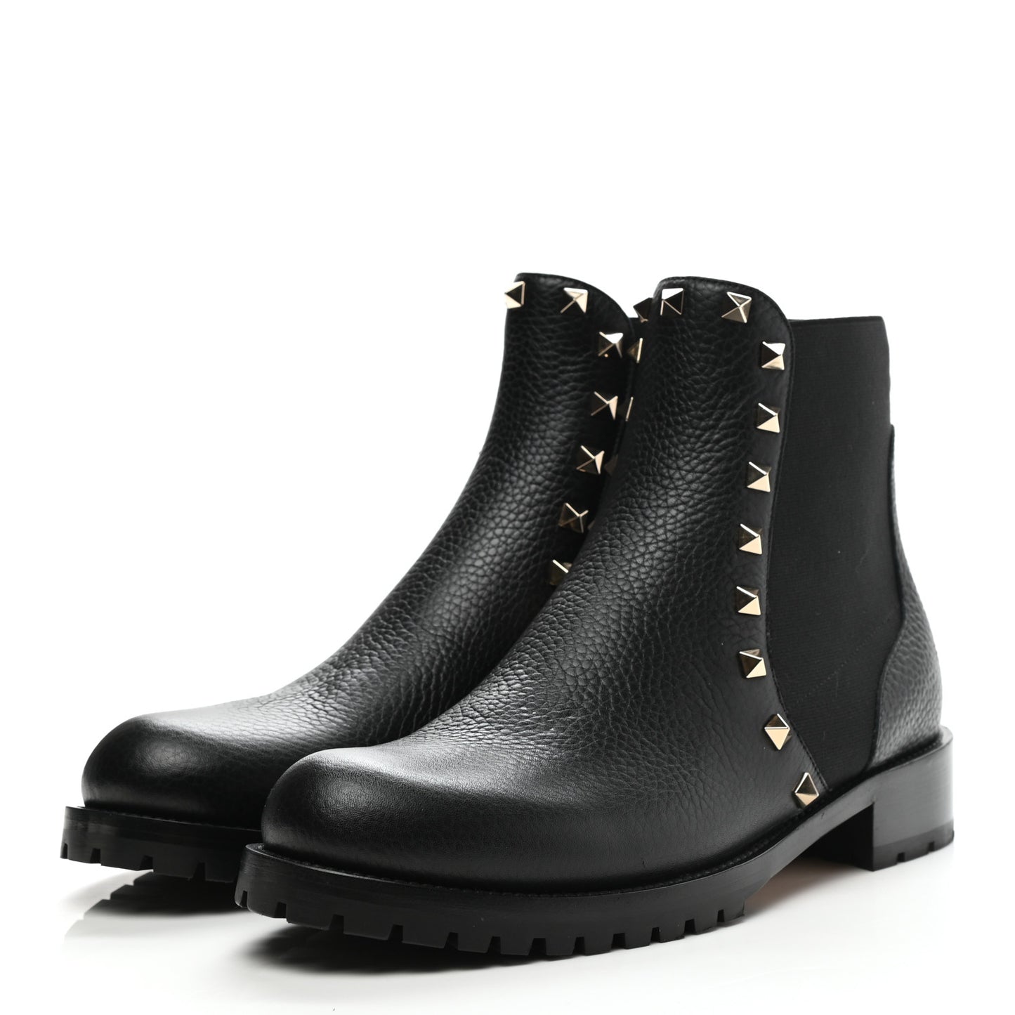 Calfskin Rockstud Beatle Chelsea 20mm Ankle Boots 38 Black