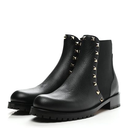 Valentino Garavani Calfskin Rockstud Beatle Chelsea 20mm Ankle Boots 38 Black 3 of 9