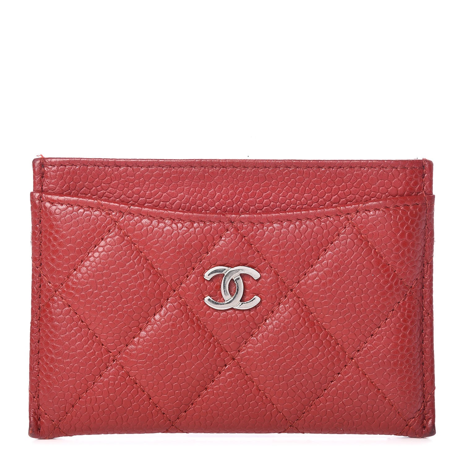 Chanel Caviar Quilted Card Holder Dark Red 1 of 11