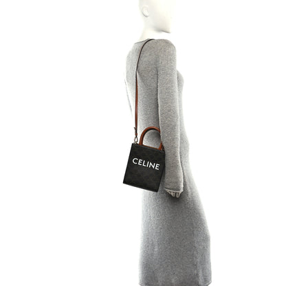 Celine Triomphe Canvas Calfskin Mini Vertical Cabas Tan 2 of 9