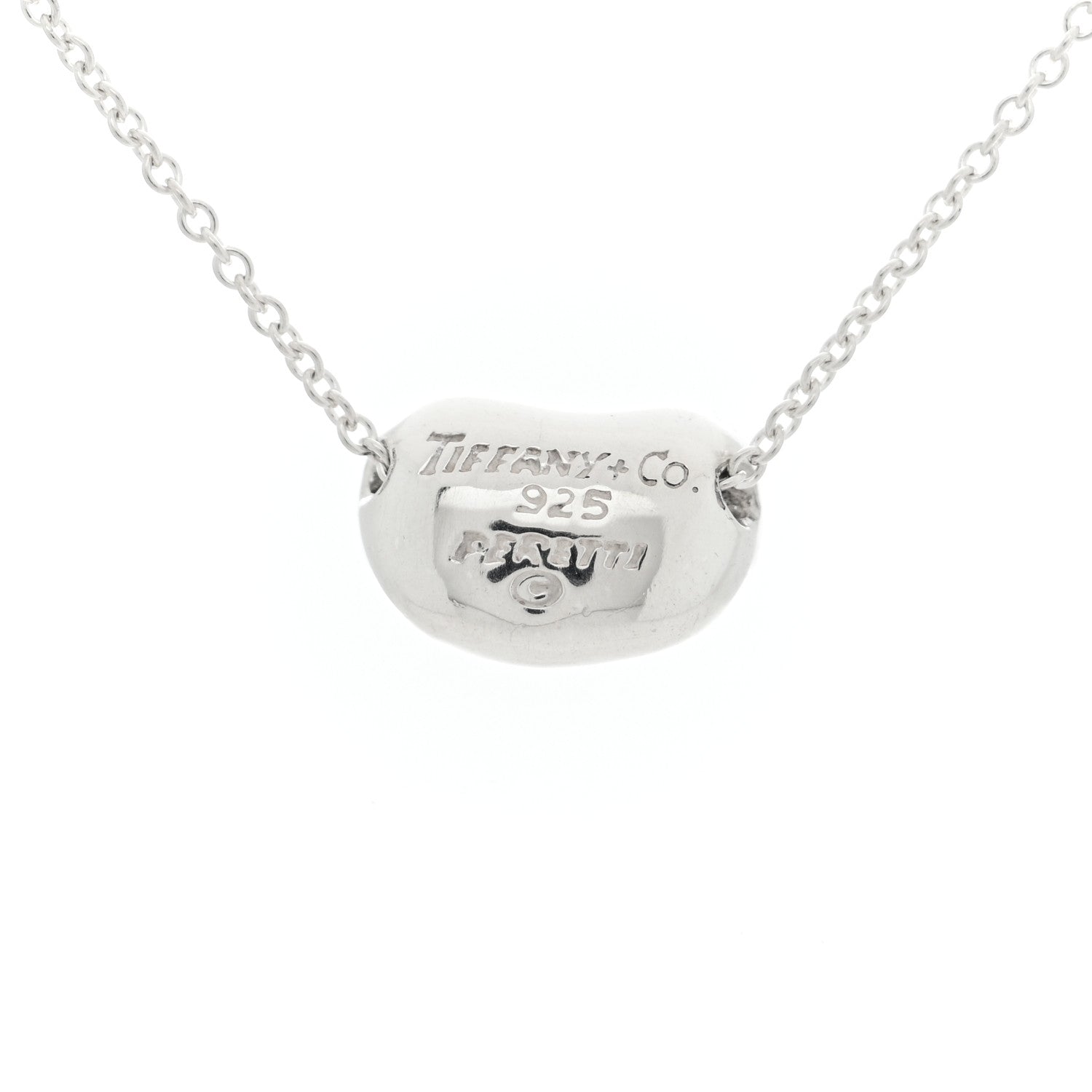 Tiffany Sterling Silver 11mm Elsa Peretti Bean Pendant Necklace 4 of 5