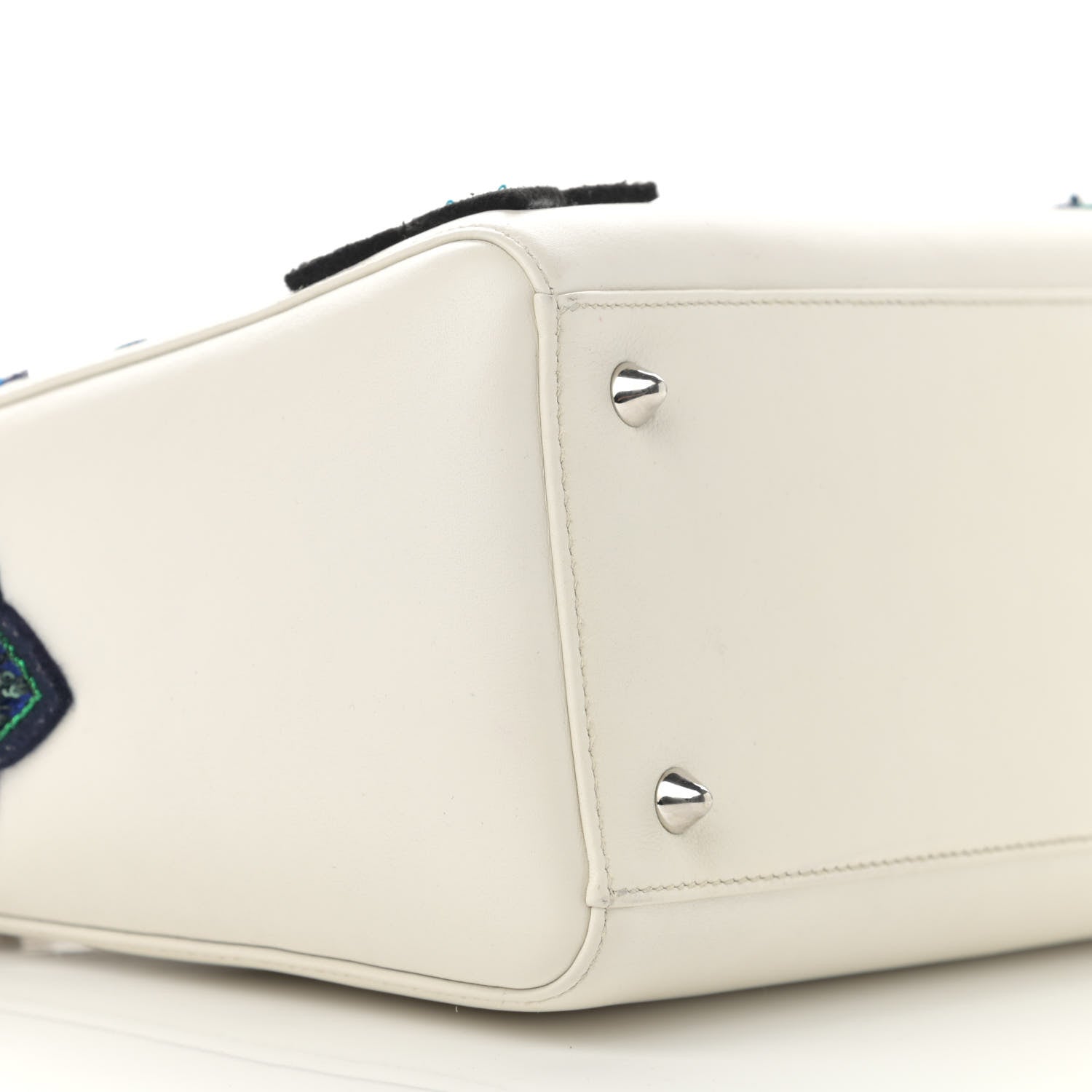 Christian Dior Smooth Calfskin Embroidered Medium Lady Dior White Multicolor 9 of 14