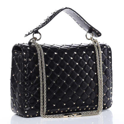 Valentino Garavani Lambskin Large Rockstud Spike Shoulder Bag Black 3 of 10