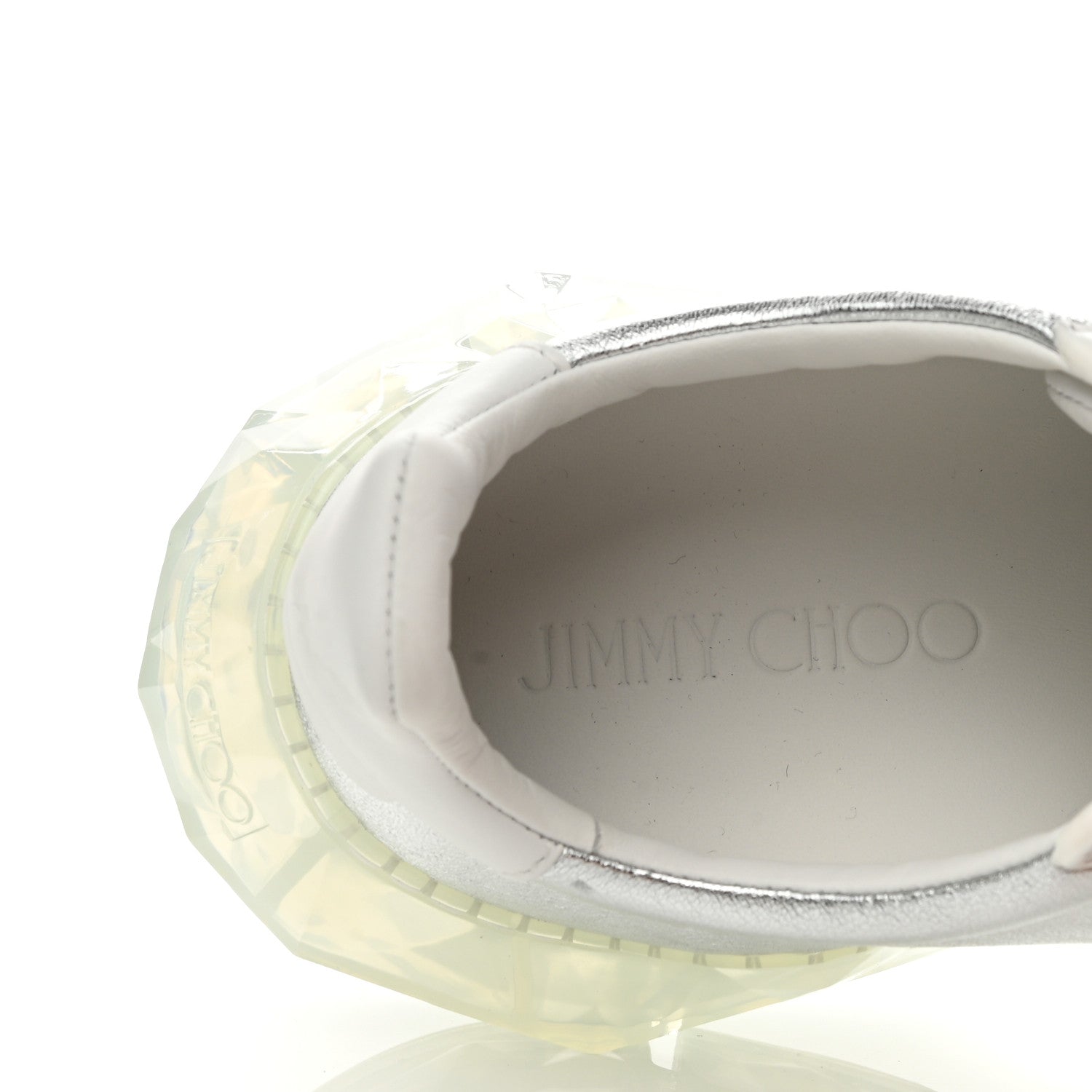 Jimmy Choo Metallic Calfskin Womens Diamond F Low Top Sneaker 40 White Silver 7 of 10