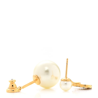 Christian Dior Pearl Crystal Heart Tribal Earring Gold 4 of 4