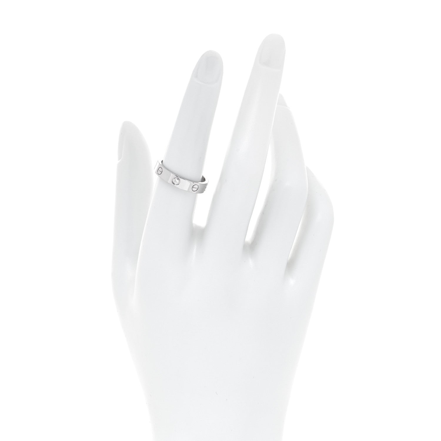 Cartier 18K White Gold Diamond 4mm LOVE Wedding Band Ring 54 6.75 3 of 8