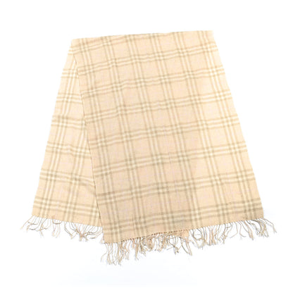 Burberry Cashmere Vintage Check Fringe Scarf Beige 2 of 3