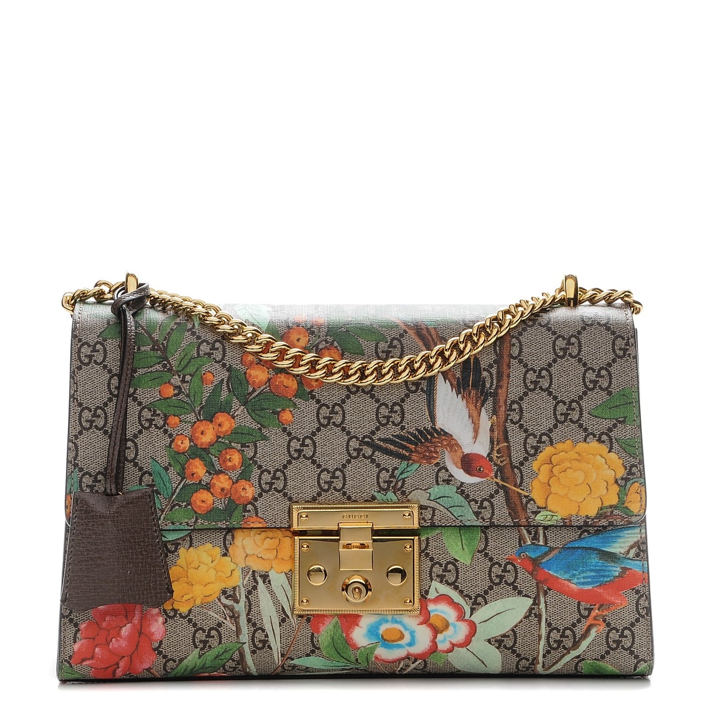GG Supreme Monogram Tian Medium Padlock Shoulder Bag Beige Multicolor New Acero