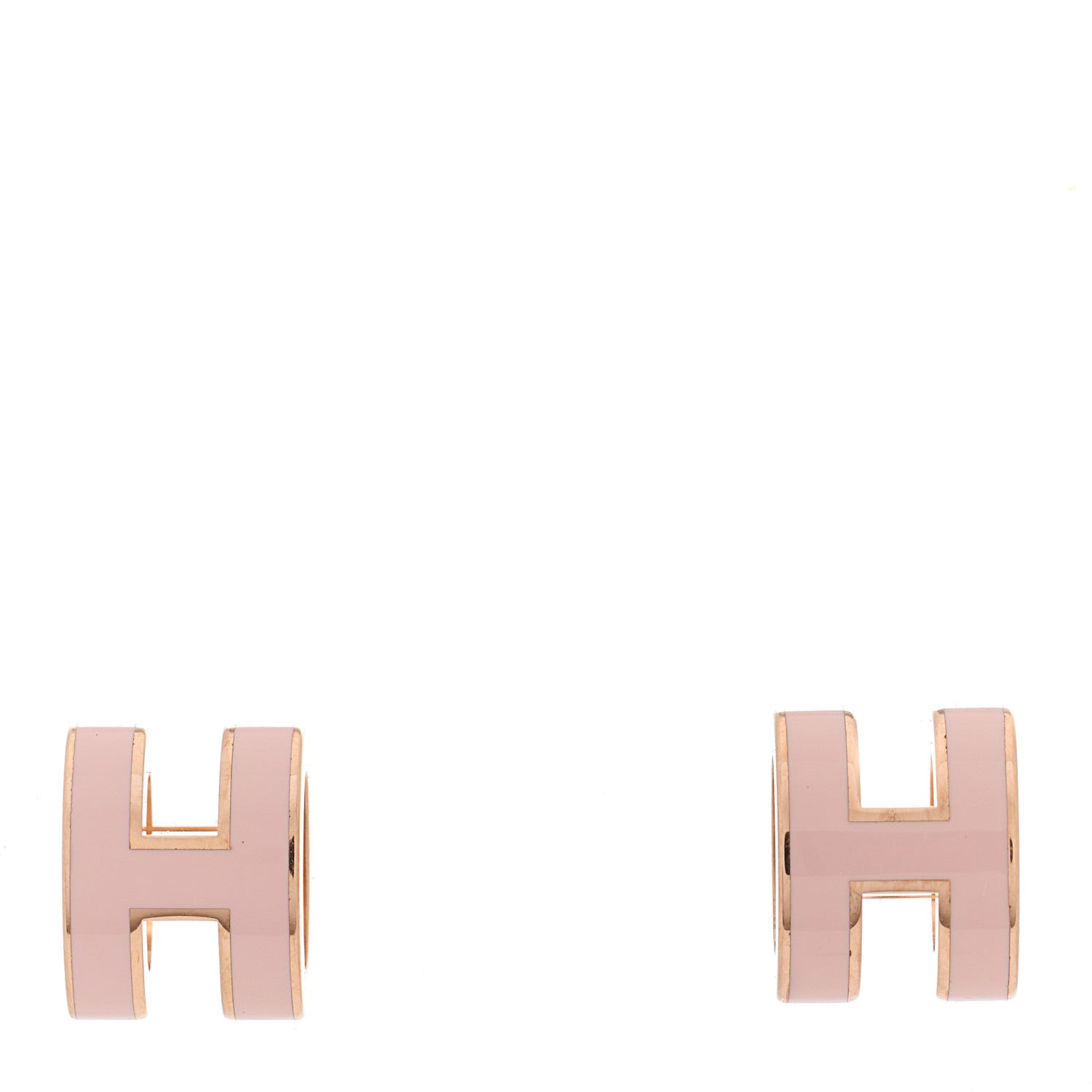Hermes Rose Gold Lacquered Mini Pop H Earrings Rose Sakura 1 of 4