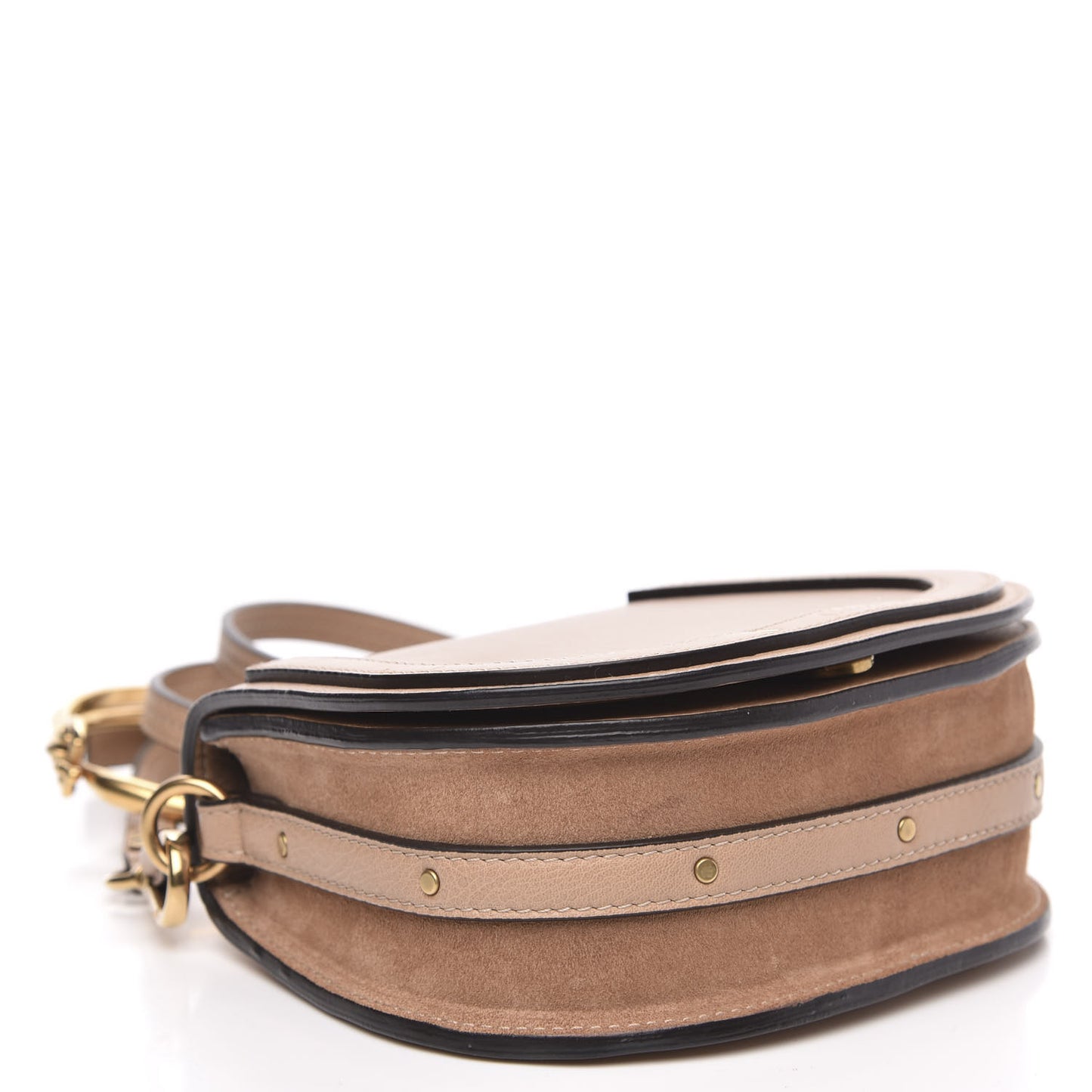 Calfskin Suede Small Nile Bracelet Bag Biscotti Beige