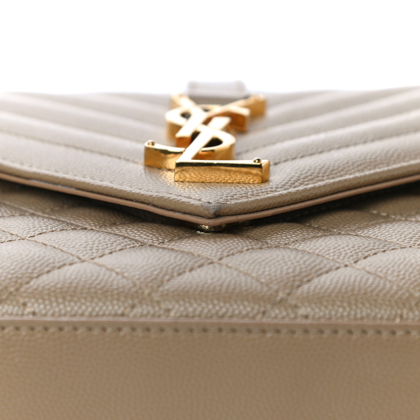 Grain De Poudre Textured Mixed Matelasse Medium Triquilt Monogram Satchel Dark Beige
